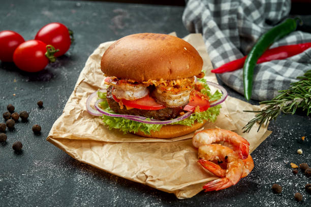 Shrimp Burger with Fries